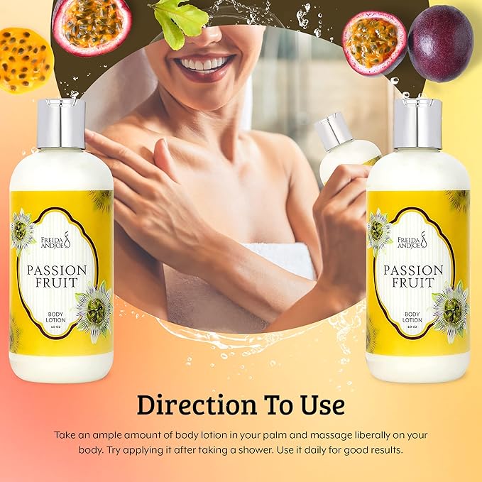 Scented Body Lotion For Women, Deep Moisturizing Hand Cream, Womens Luxury Stocking Stuffers & Fragrance Gifts That Smell Good, 10oz (Passion Fruit)