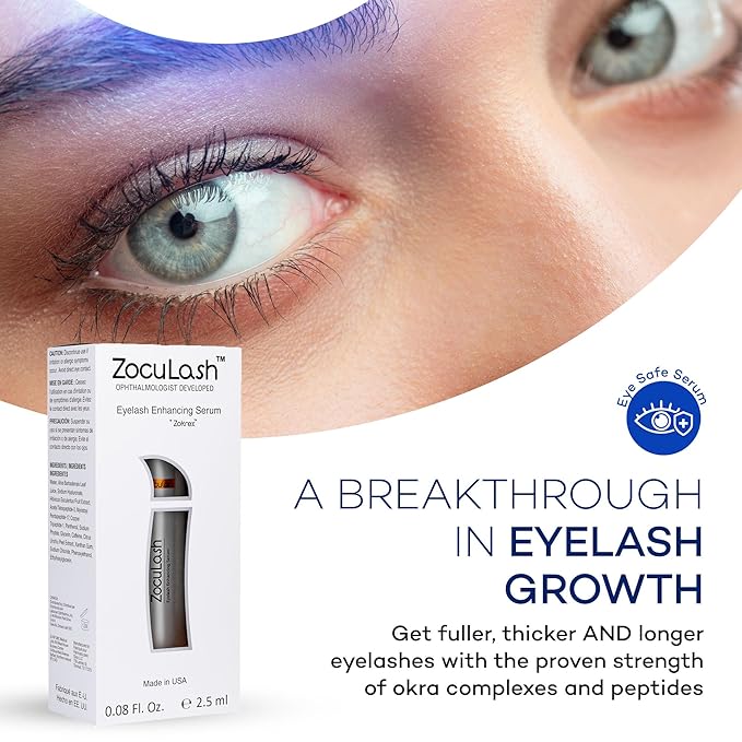 Zocular ZocuLash Eyelash Serum - Safe, Effective Eyelash Growth Serum for Daily Use - 2.5 mL