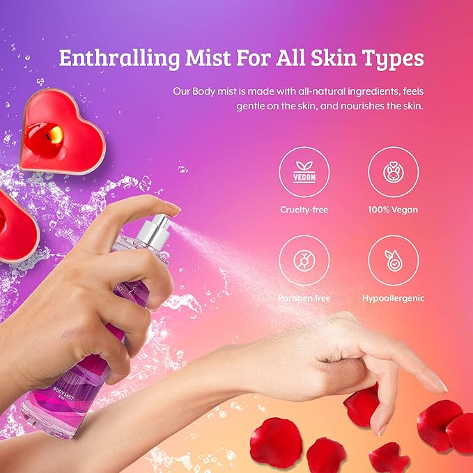 Home Spa Gift 10oz Deep Moisturizing Fragrance Body Lotion & 8 oz. Fine Fragrance Body Mist Set Luxury Self-Care Combo for Women and Girls (Spell Bound Love)