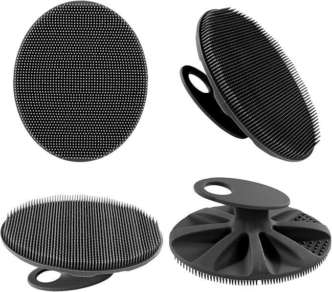 INNERNEED Soft Silicone Body Scrubber Handheld Shower Cleansing Brush, Gentle Exfoliating and Massage for All Kinds of Skin (Black)