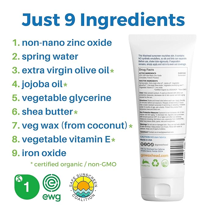 Waxhead Tinted Mineral Sunscreen for Face – Sheer Glow BB Cream Moisturizer with SPF 31, Non-Nano Zinc Oxide, Unscented, Non‑Comedogenic Mineral Facial Sunscreen, Wear under Makeup (Medium Tint 4oz)