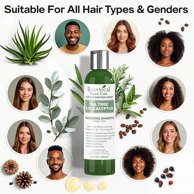 Tea Tree & Eucalyptus Shampoo for Hair Growth & Thinning Hair - Thickening, Sulfate-Free