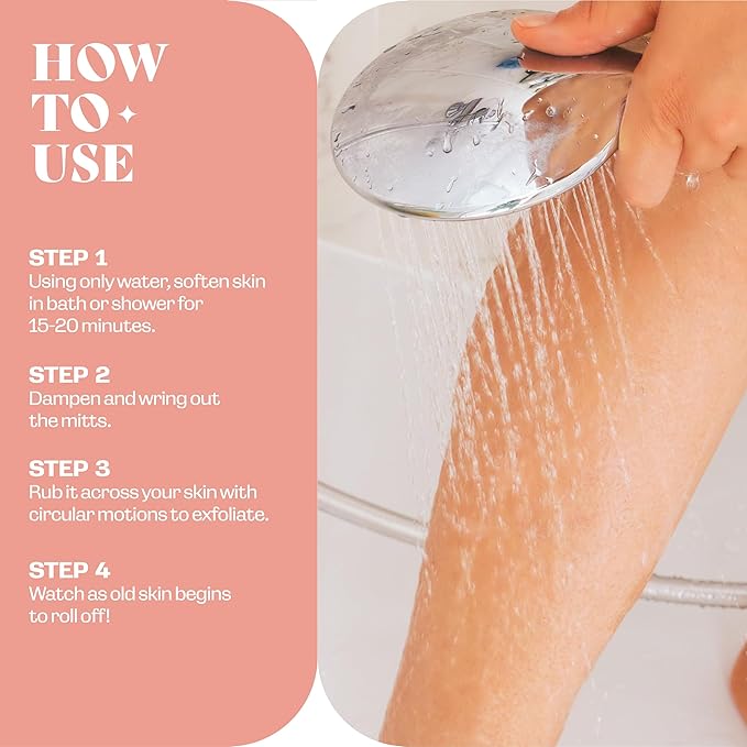 Exfoliating Glove (4 PCS) - Turkish Hammam Mitt for Bath, Exfoliating Body Scrubber Mitt, Dead & Dry Skin Remover for Body, Great for Spray Tan Removal, Smooth Skin Surface