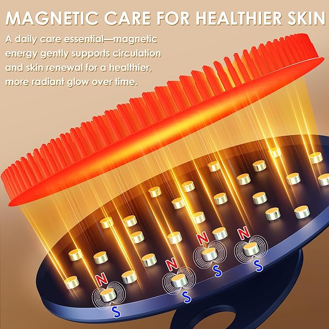 INNERNEED Magnetic Silicone Body Scrubber for Shower – Soft, Hygienic Exfoliating Body Brush with Magnetic Core for Daily Cleansing, Circulation & Skin Vitality