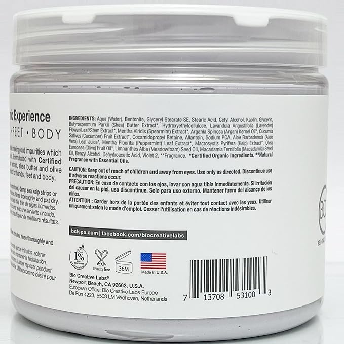 BCL SPA Organic Lavender and Mint for hands mask, foot mask, and body mask skin care spa treatment for women at home or professional spa with shea butter, argan oil, olive oil, aloe vera 16 oz