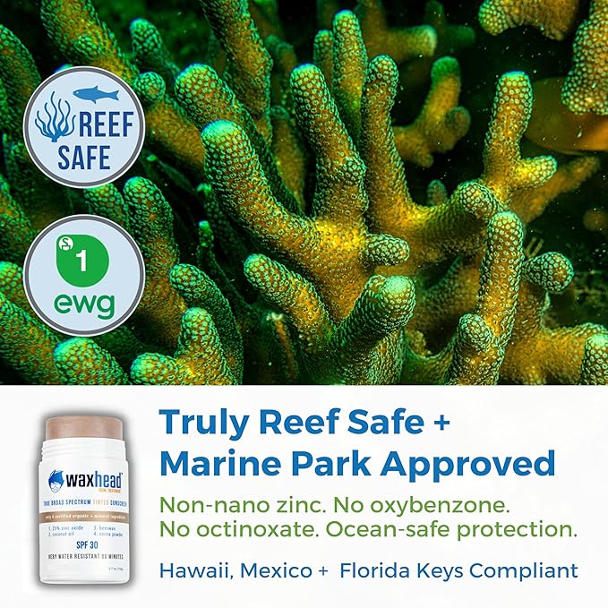 Tinted Zinc Oxide Sport Sunscreen Stick SPF 30, 3.7oz by Waxhead - 25% Non-Nano Zinc Oxide, 4 Food-Grade Ingredients, Sweat & Water Performance, Reef-Safe Mineral Face Stick for Kids & Sensitive Skin