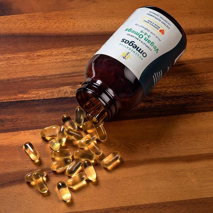 Ahiflower Oil Softgels Complete and Balanced Vegan Omega 3-6-9 Essential Fatty Acids Plant Based No Fish Source of Vegan Healthy Fats 120 Vegan softgels