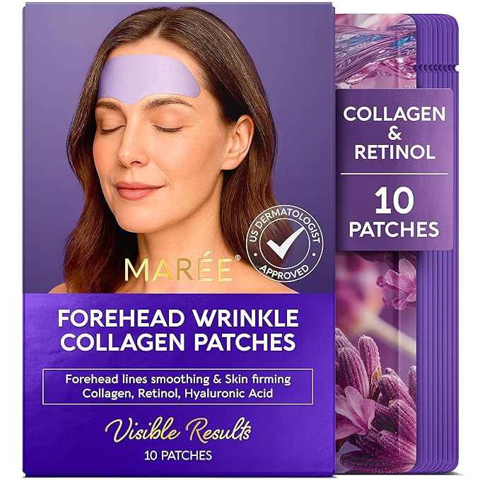 MAREE Forehead Wrinkle Patches – Collagen Wrinkle Patches with Retinol & Hyaluronic Acid for Face Lift – Fine Lines Deep Forehead Wrinkles Treatment Remover – Face Tape for Wrinkles Between Eyebrows
