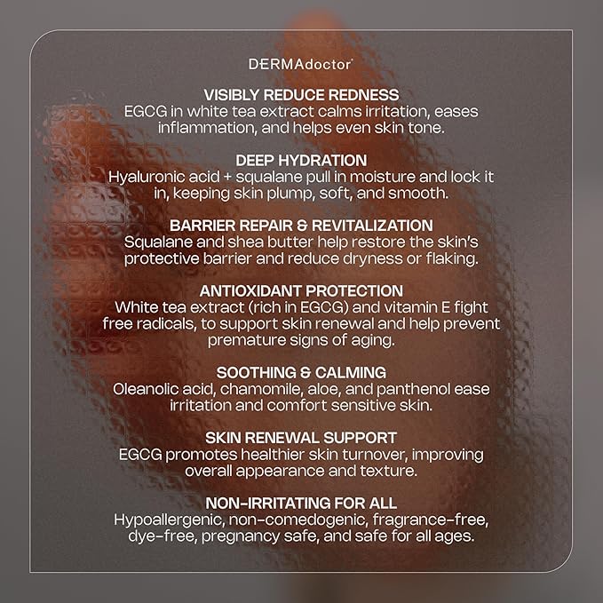 DERMAdoctor Hyaluronic Acid Moisturizer, Hydrating Moisturizer Face Cream Delivering Redness Relief For Face And Soothing Hydration with Squalane & Hyaluronic Acid White Tea Extract – 1.7oz