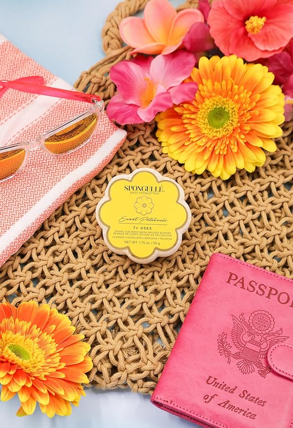 Spongelle Sweet Patchouli Spongette Loofah Body Scrubber | Bath & Shower Loofah for Women | Body Scrubber Exfoliator with Body Wash Infused Sponge | 5+ uses | Warm Patchouli, Amber & Vanilla