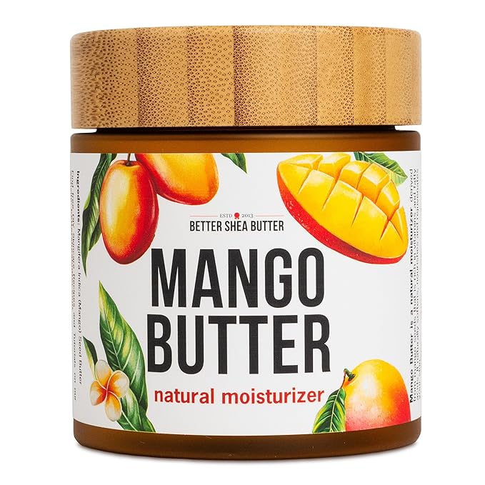 Raw Mango Butter - 100% Pure Mango Seed Butter - Natural Moisturizer for Skin and Hair - Use with Shea in DIY Body Butter, Lip Gloss, Lotion Bar and Soap Making, 8 oz Jar