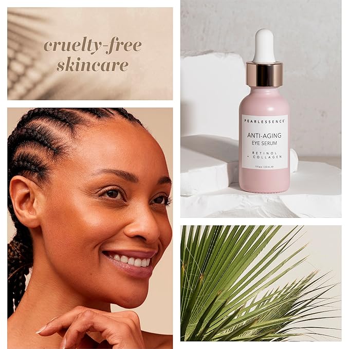 Pearlesssence Anti-Aging Eye Serum with Retinol & Collagen - Helps Reduce Fine Lines & Wrinkles | Gentle & Lightweight Formula | Plumps & Tightens | Made in USA & Cruelty Free (1oz)