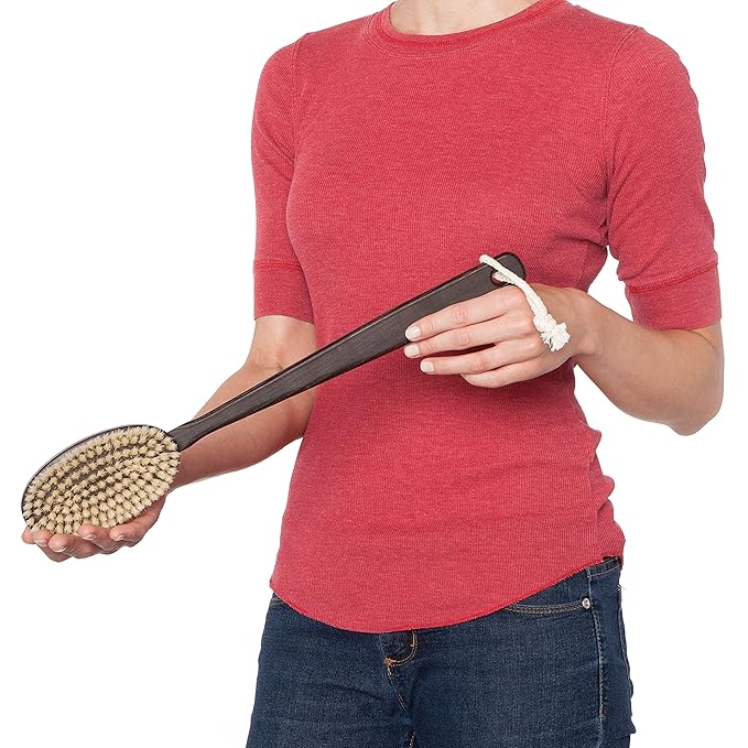 Redecker Thermowood Premium Bath Brush, Fixed Handle, Firm Pig Bristles, 17-3/4 Inches Long