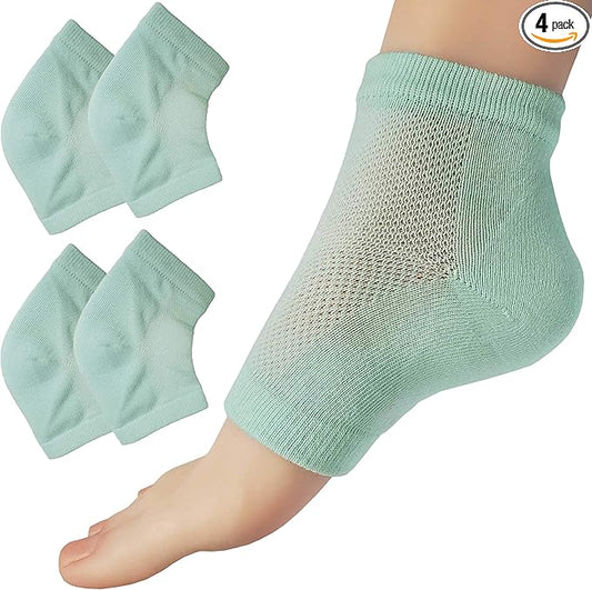 Chiroplax Vented Moisturizing Socks for Dry Cracked Heels Feet Treatment Gel Lined Spa to Repair Heal Soften Calluses Overnight, 2 Pairs (Mint)