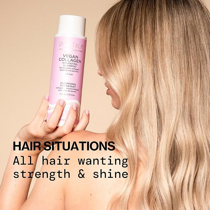 Pacifica Vegan Collagen Hydrating Shampoo & Conditioner Set – Moisturizing Hair Care for Dry Brittle Hair, Biotin & Avocado Oil for Strength & Shine, Thickening Clean Vegan Dermatologist Tested, 12 oz