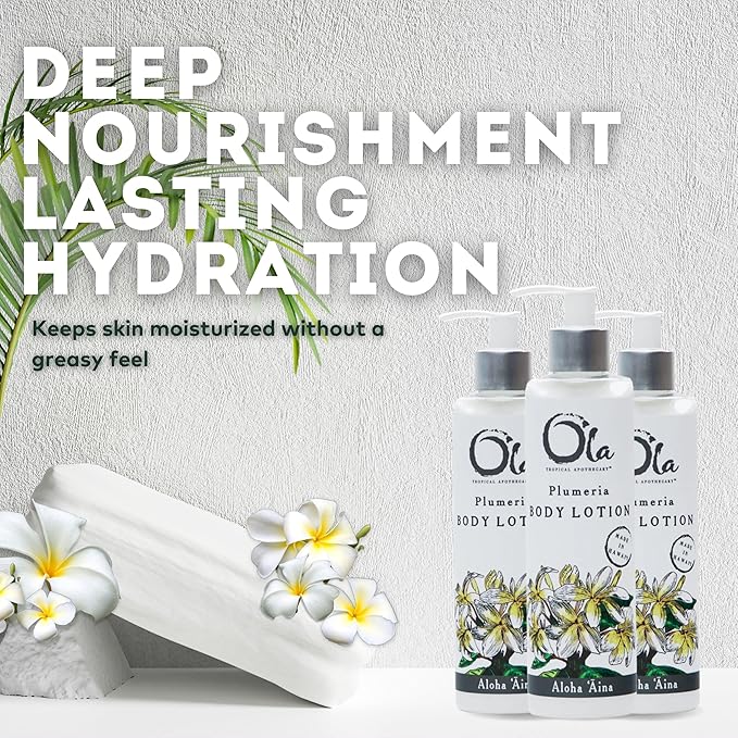 OLA TROPICAL APOTHECARY Plumeria Body Lotion with Pure Tropical Oils and Plant Extracts - 8.45 Fl Oz