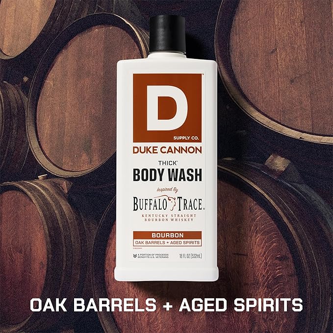 Duke Cannon Bourbon THICK Body Wash – Oak Barrel & Aged Spirits Scent, Mineral-Enriched, Sulfate-Free, 18oz – 3X Thicker for a Powerful Clean (3 Pack)