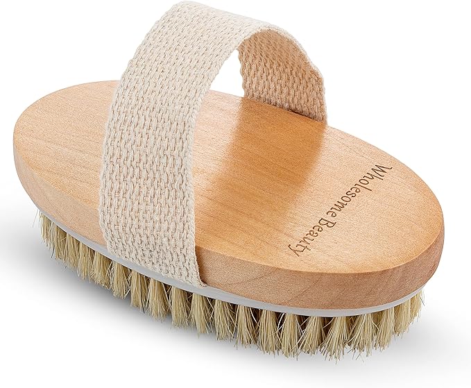 Dry Skin Body Brush - Improves Skin's Health and Beauty - Natural Bristle - Remove Dead Skin and Toxins, Cellulite Treatment, Improves Lymphatic Functions, Exfoliates, Stimulates Blood Circulation