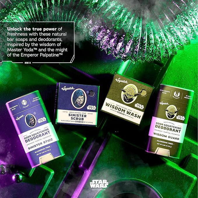 Dr. Squatch Star Wars Bundle - Natural 4 Soap and 2 Deodorant Gift Set - Wisdom Wash, Wisdom Guard, Sinister Scrub, Sinister Sticc