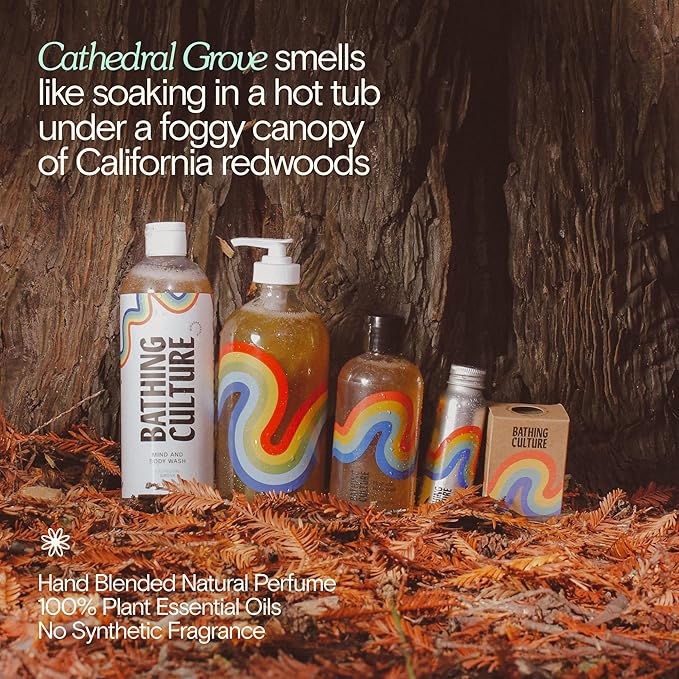 Bathing Culture, Organic Mind + Body Wash, Natural, Biodegradable, Sustainable, Vegan Personal Care, All Natural Organic Body Wash for Women and Men, 2.7 oz, Cathedral Grove Scent, Holiday Gift Idea