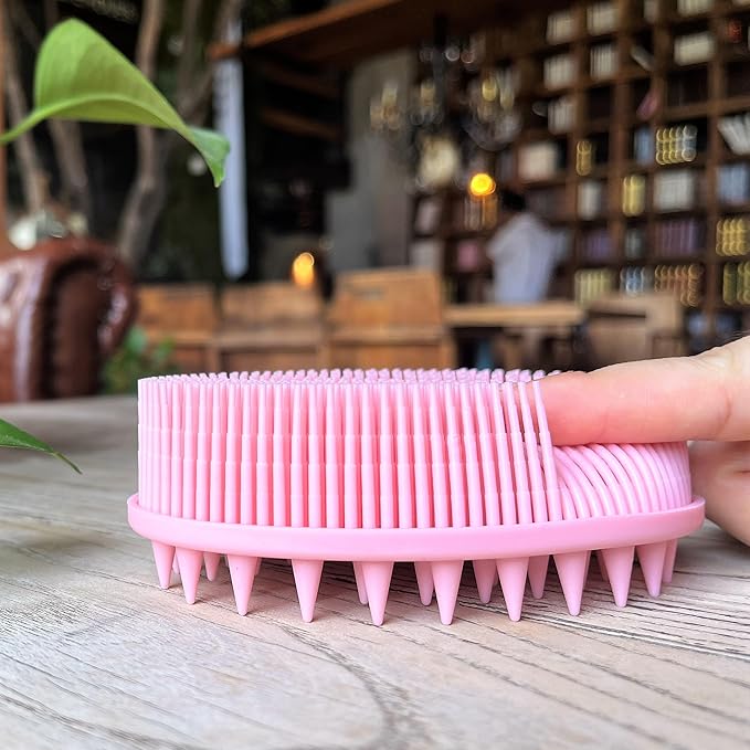 Premium Sensory Brush for Kids or Autism,Soft Silicone Body Scrubber,2 in 1 Sensory Room Occupational Therapy Sensory Brushes,Silicone Loofah,Pets Shower Brush Bath Brush Shampoo Brush(Spikes-Pink)