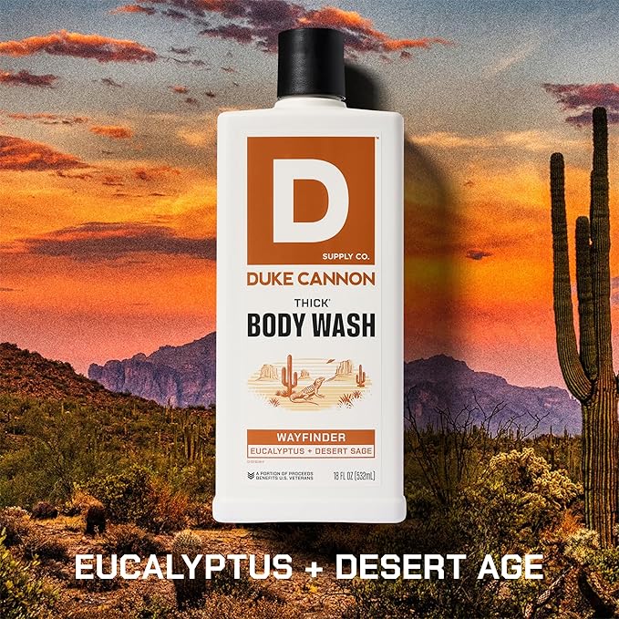 Duke Cannon Thick High Viscosity Body Wash - Wayfinder - Eucalyptus & Desert Sage Scent, 3X Thicker, Mineral-Enriched, Sulfate-Free, 17.5 oz (3-Pack)