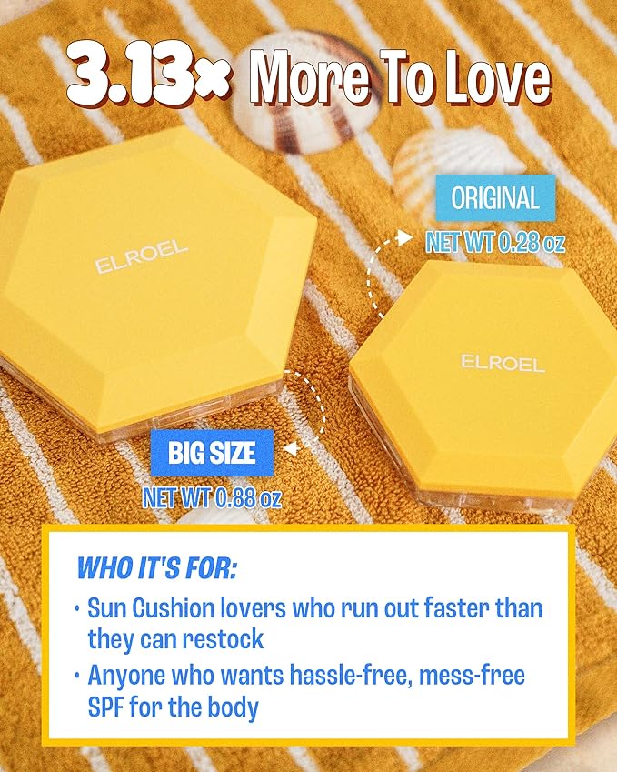 Pang Pang Big Sun Cushion Plus - Broad Spectrum SPF50+ PA++++ Korean Sunscreen Cushion for Face & Body - Hypoallergenic & Lightweight Sun Cream, No White Cast (0.88 oz)