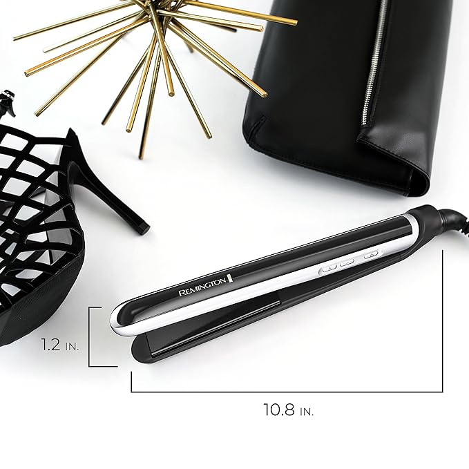 Remington Pearl Pro Ceramic Flat Iron Hair Straightener, 1-inch Floating Plates, Fast 30 Second Heat up, Black & White (Pack of 2)