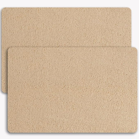 Non-Slip Bathtub Mat, 2 Pack Anti Slip Shower Mat, Fast Drying Bathtub Mats, Foot Scrubber Mat, Anti Slip Mat for Tub, Floor, Bathroom, Kitchen, Home, Hotel (Beige 24"×16"+24"×16")