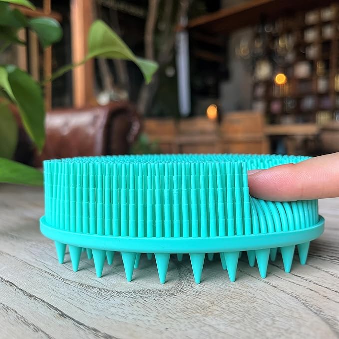Premium Sensory Brush for Kids or Autism,Soft Silicone Body Scrubber,2 in 1 Sensory Room Occupational Therapy Sensory Brushes,Silicone Loofah,Pets Shower Brush Bath Brush Shampoo Brush(Spikes-Teal)