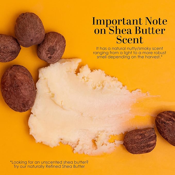 Raw Shea Butter - 100% Pure African Unrefined Shea Butter for Hair | Skin Moisturizer for Face and Body | with Natural Smoky Scent | Use for Soap Base, DIY Whipped Lotion, Lip Balm - 8 oz Block