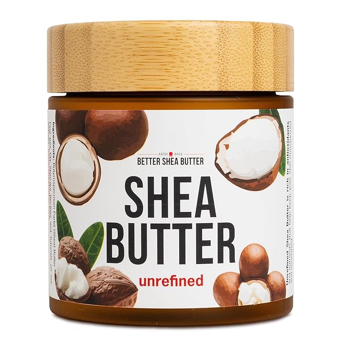 Raw Shea Butter - 100% Pure African Shea Butter for Hair and Body | with Natural Smoky Scent | Unrefined Moisturizer for Dry Skin, DIY Lip Balm, Body Butter, Lotion Bars- 8 oz Jar