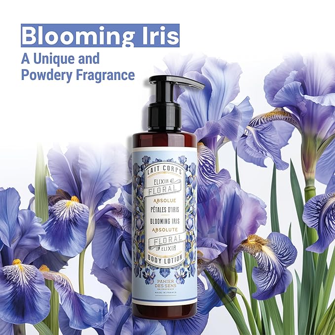 Panier des Sens – Iris Hand & Body Lotion for Dry Skin - Hydrating Body Cream for Women - Nourishing Fluid Body Moisturizer Shea Butter & Olive Oil - 97% Natural Ingredients Body Care - 8.45 Floz