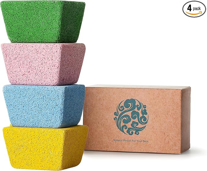 Multi-Color Pumice Stone Set – Ergonomic Trapezoid Foot File, 4-Pack in Pink, Yellow, Blue, & Green – Ideal for Callus Removal, Dead Skin Exfoliation,Cracked Heel Treatment – Durable & Thick