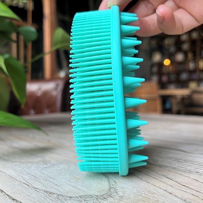 Premium Sensory Brush for Kids or Autism,Soft Silicone Body Scrubber,2 in 1 Sensory Room Occupational Therapy Sensory Brushes,Silicone Loofah,Pets Shower Brush Bath Brush Shampoo Brush(Spikes-Teal)