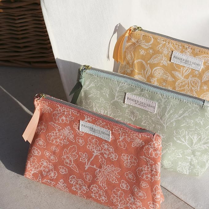 Panier des Sens - Travel Pouch Jasmine Gift Set - Shower Gel 3.3 fl oz + Body Lotion 3.3 fl oz + Hand Cream 1 fl oz - 97% Natural Ingredients - Made in France, Vegan Friendly Body Care