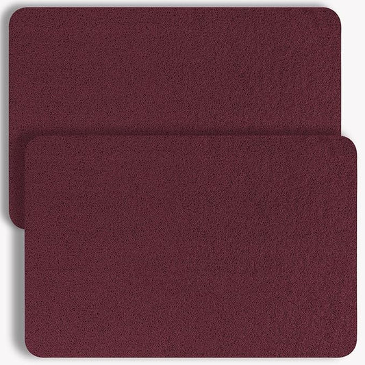 Non-Slip Bathtub Mat, 2 Pack Anti Slip Shower Mat, Fast Drying Bathtub Mats, Foot Scrubber Mat, Anti Slip Mat for Tub, Floor, Bathroom, Kitchen, Home, Hotel (Wine Red 24"×16"+24"×16")