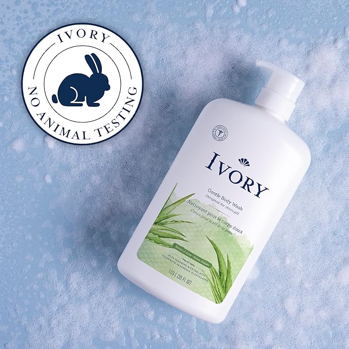 Ivory Gentle Body Wash, Designed for the Whole Family, Free of Dyes Heavy Perfumes Parabens Phthalates & Silicones, Aloe Scent, 35 oz