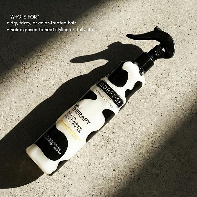 Morfose Professional Two Phase Leave-in Conditioner for Dry, Damaged, or Brittle Strands, Repairs and Protects, Damage, and Split Ends, 13.52 Fl Oz (Milk Therapy)