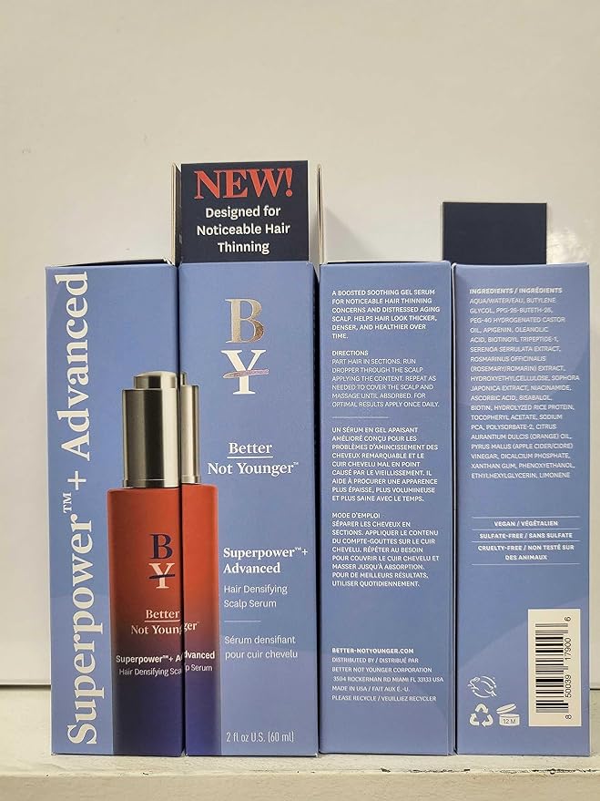 Better Not Younger Superpower+ Advanced Densifying Serum - Hair Fortifier with Biotin, Niacinamide, Rosemary & Apple Cider Vinegar for Stronger, Fuller Hair