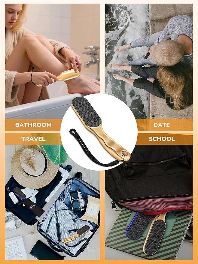 Nano Glass Foot File Foot Callus Remover Scrubber in Shower, Pedicure Tools Feet Scrubber Dead Hard Skin, Anti-Slip Handle Rope & Storage Bag Foot Files for Wet and Dry Feet Care Gift