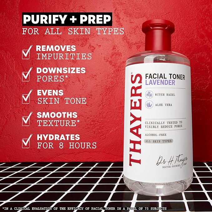 THAYERS Alcohol-Free, Hydrating Lavender Witch Hazel Facial Toner with Aloe Vera Formula, Vegan, Dermatologist Tested and Recommended, 12 Oz (Packaging May Vary)