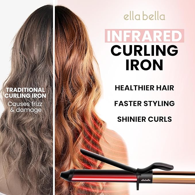 ELLA BELLA® Curling Iron 1.25" with Infrared Technology • Professional Hair Curler • Ceramic Curling Irons • Transform Your Look in Seconds • Suitable for All Hair Types • Say Goodbye to Heat Damage