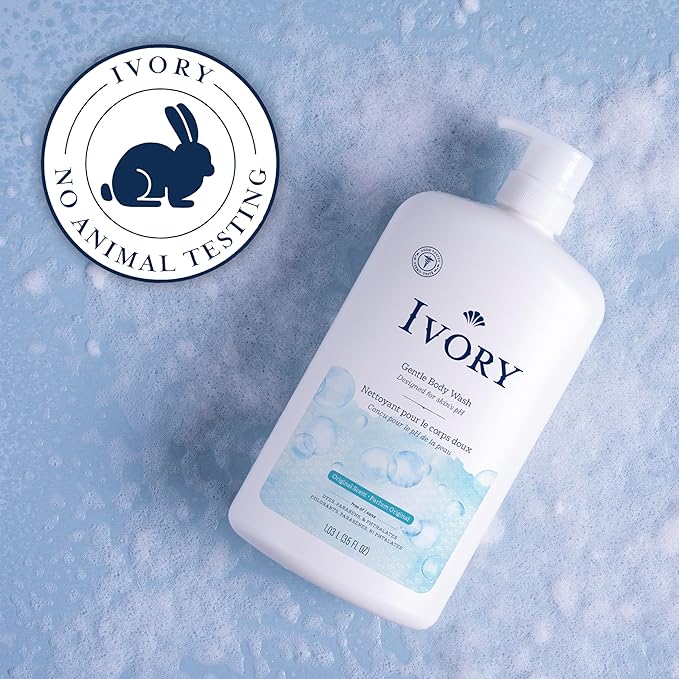 Ivory Body Wash, Designed for the Whole Family, Gentle Formula, Free of Dyes Heavy Perfumes Parabens Phthalates & Silicones, Original Scent, 35 oz