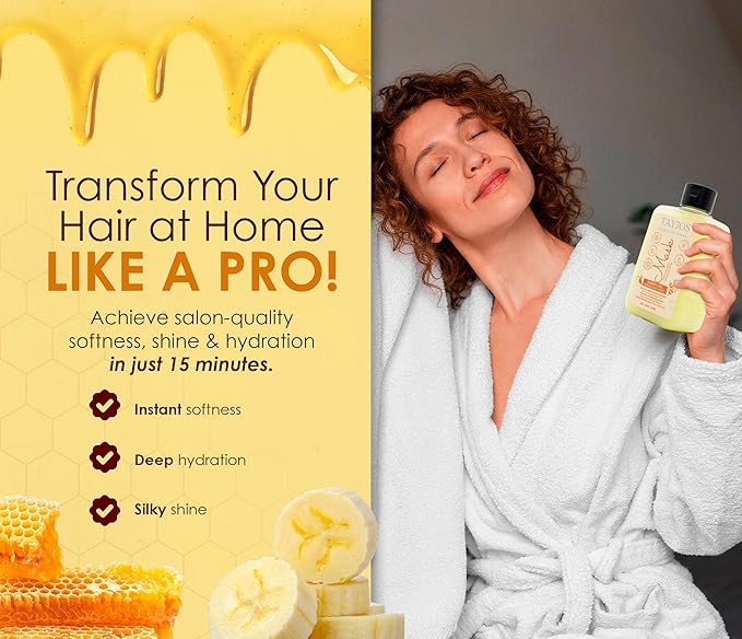 Banana Hair Mask with Honey – Intensive Hydrating Hair Mask for Dry or Treated Hair – Natural Banana Extract – Hair Protein Mask – 10.14 fl oz