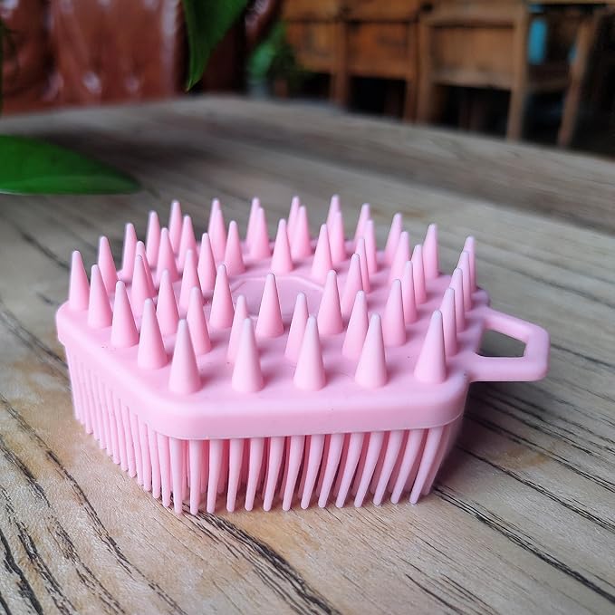 Premium Sensory Brush for Kids or Autism,Soft Silicone Body Scrubber,2 in 1 Sensory Room Occupational Therapy Sensory Brushes,Silicone Loofah,Pets Shower Brush Bath Brush Shampoo Brush（Hexagon-Pink）
