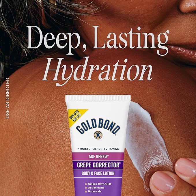 Gold Bond Age Renew Crepe Corrector Body Lotion, Replenishing & Smoothing Formula, 8 oz. & Age Renew Neck & Chest Firming Cream, 2 oz., Clinically Tested Skin Firming Cream