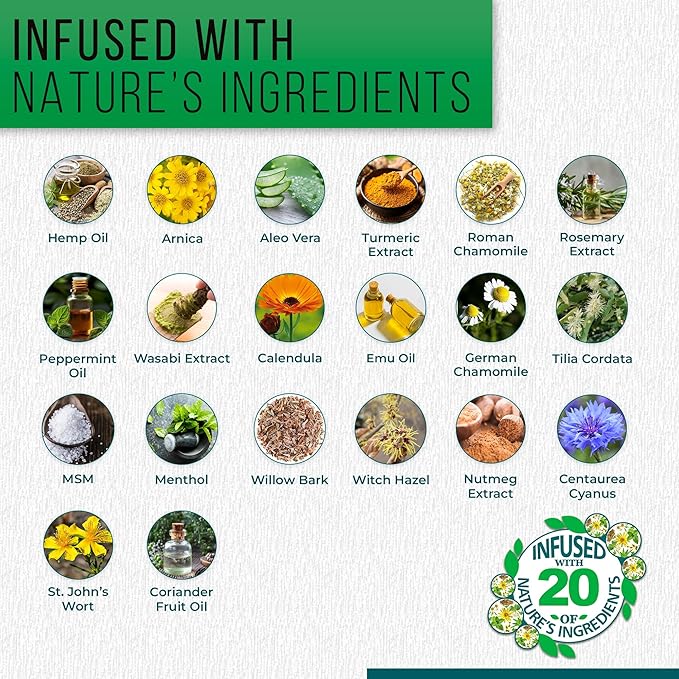 Real Time Pain Relief Hemp Oil Plus 7 oz Tube | 20 Natural Ingredients: 5% Arnica, Turmeric & More | Fast-Absorbing Lotion for Muscles, Hands, Feet, Ankles, Back, Shoulders & Knees