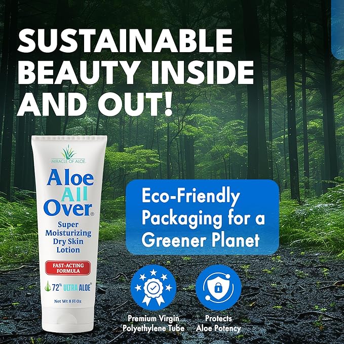 Miracle of Aloe Aloe All Over Super Moisturizing Dry Skin Lotion 32 oz - Made with 72% UltraAloe Aloe Vera Gel. Safe for Everyone: Men, Women, Kids. Restores Dry Skin Fast