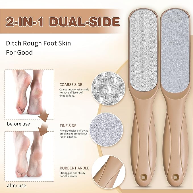 Coconut & Vanilla Foot Soak Set - Salts, Foot File, Scrub & Urea Cream Pedicure Supplies for Dry, Cracked Feet - Foot Spa Pedicure Kit for Women Men